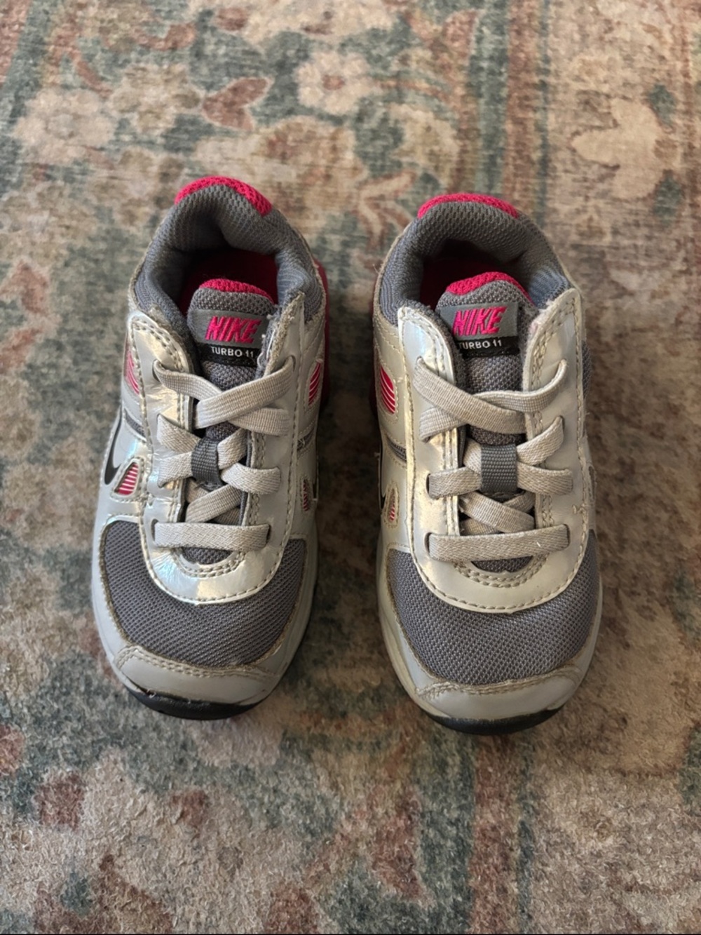 Nike Kids Gray and Pink Turbo II Athletic Sneakers
